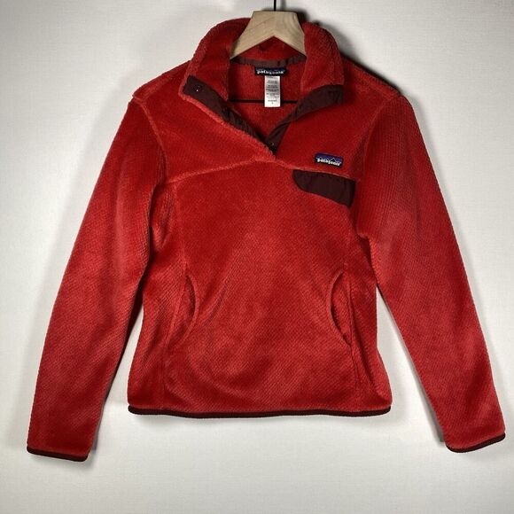 Patagonia Tops - Patagonia Womens Small Red Burgundy Fleece Re‎ Tool Snap T Pullover Sweater